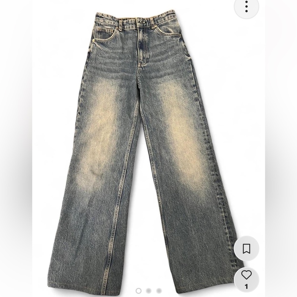 Zara Dark Wash High Rise Wide Leg Jeans